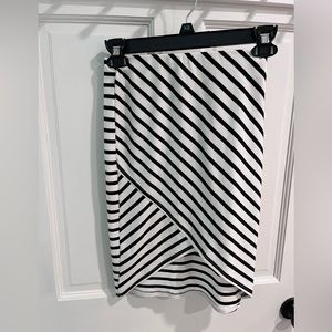 Aqua Black and White Stripe High Low Skirt- XS